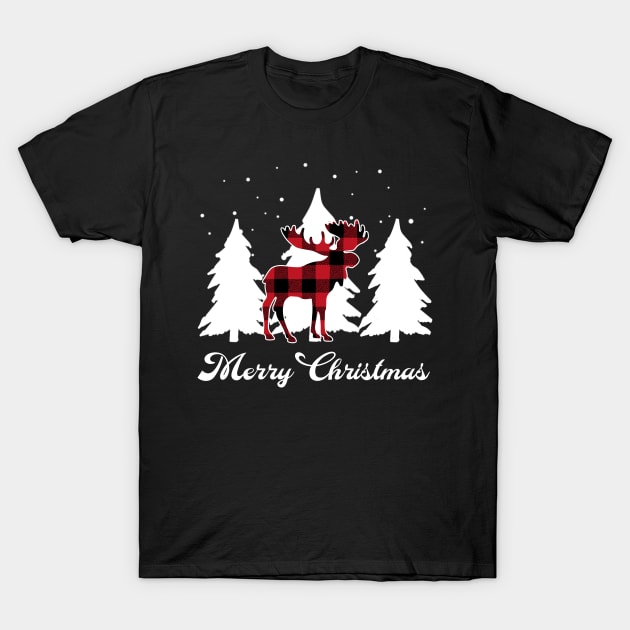 Moose Red Buffalo Plaid Christmas Matching Family Xmas T-Shirt by Sincu